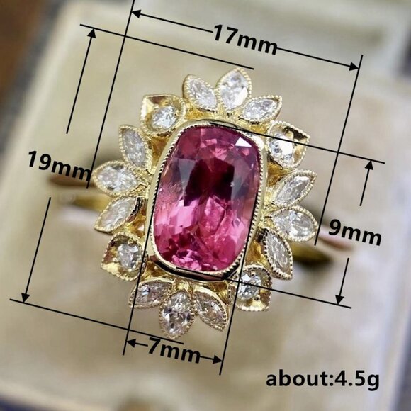 "18K Gold Plated Flower Shaped Red 3A CZ Women Ring, FB16FA1038 - Picture 5 of 7